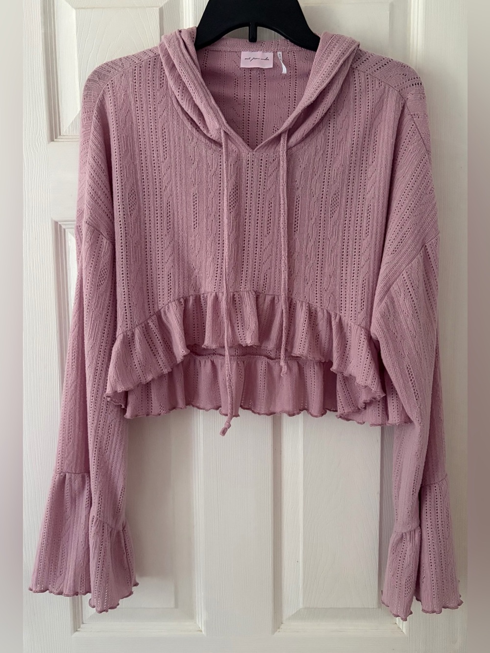 Urban Outfitters Mauve Pink Cropped Ruffle Hoodie